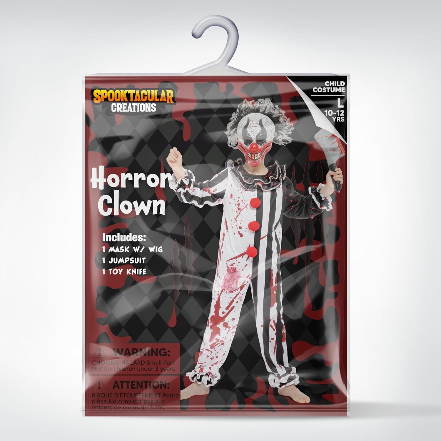 Halloween Boy Bleeding Killer Clown Costume, Horror Slasher Clown Costume