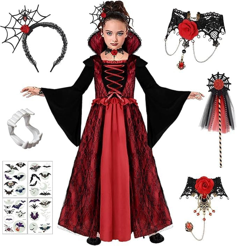 Vampire Costume Girls, Vampire Dress Costume Kids Halloween Costume Dress Up, Halloween Costume Girls Cosplay