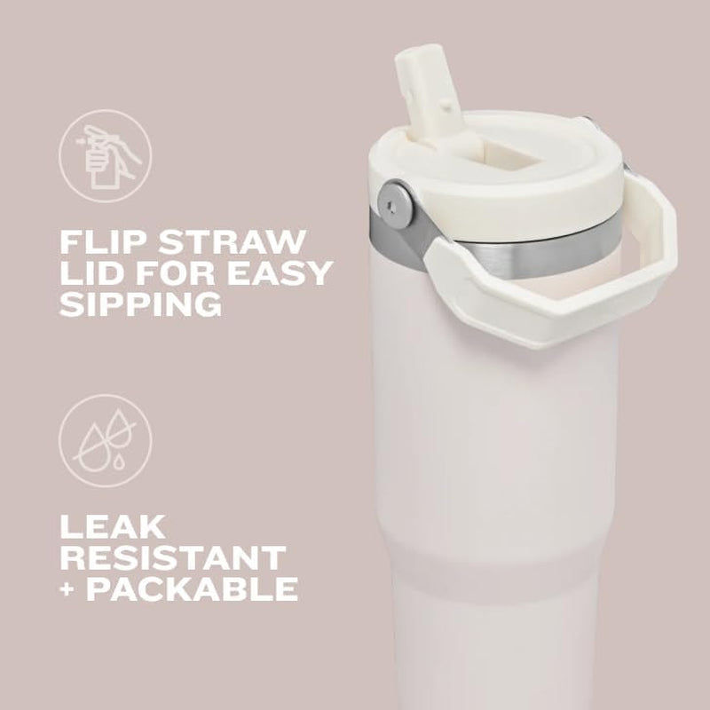 Iceflow Flip Straw Tumbler with Handle 30 Oz | Twist on Lid and Flip up Straw | Leak Resistant Water Bottle | Insulated Stainless Steel |Bpa-Free | Lilac