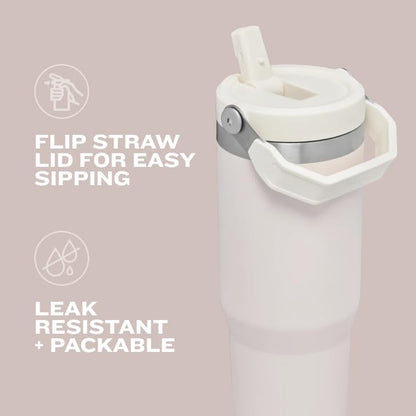 Iceflow Flip Straw Tumbler with Handle 30 Oz | Twist on Lid and Flip up Straw | Leak Resistant Water Bottle | Insulated Stainless Steel |Bpa-Free | Lilac