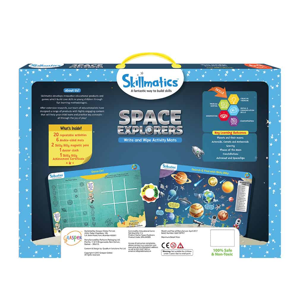 Skillmatics Space Explorers - Teach Kids About Space - Write &amp; Wipe Educational Games for Children