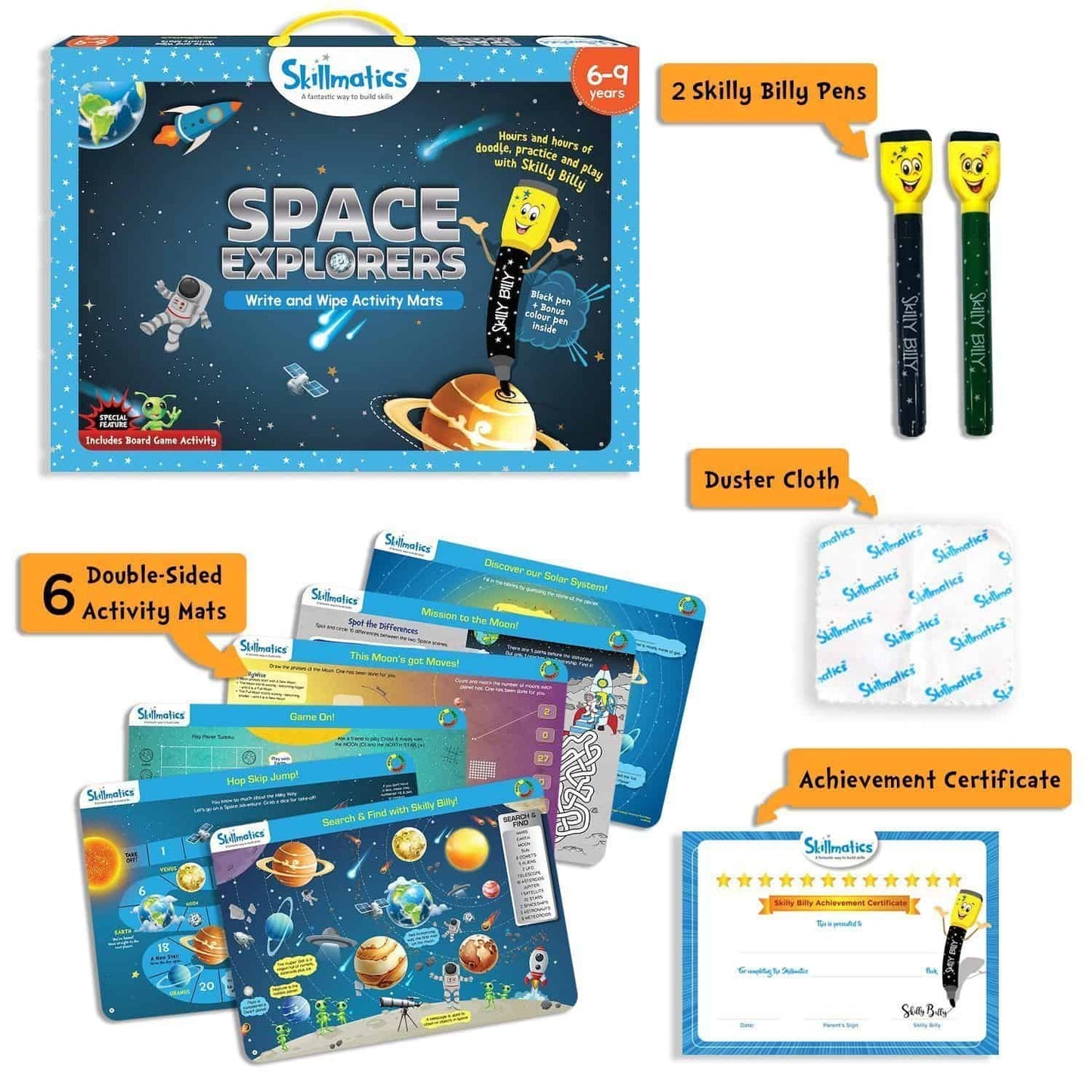 Skillmatics Space Explorers - Teach Kids About Space - Write &amp; Wipe Educational Games for Children