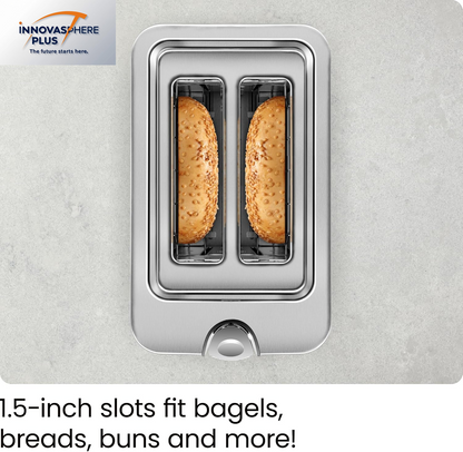 2-Slice Digital Toaster, Pop-Up, Stainless Steel, Extra-Wide Slots for Bagels, Defrost, Reheat, Cancel Functions, Removable Crumb Tray, Stainless Steel - Digital