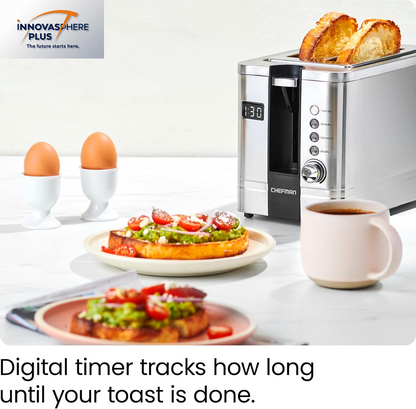 2-Slice Digital Toaster, Pop-Up, Stainless Steel, Extra-Wide Slots for Bagels, Defrost, Reheat, Cancel Functions, Removable Crumb Tray, Stainless Steel - Digital