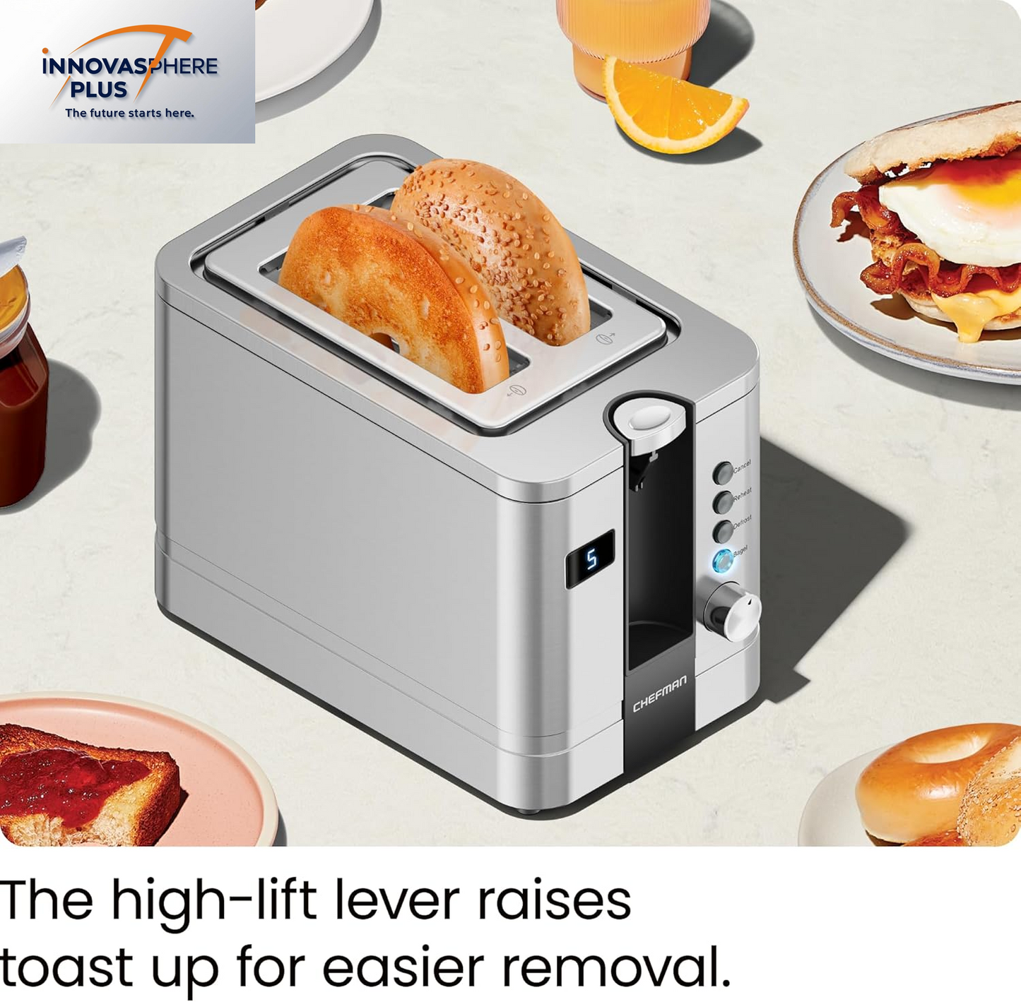 2-Slice Digital Toaster, Pop-Up, Stainless Steel, Extra-Wide Slots for Bagels, Defrost, Reheat, Cancel Functions, Removable Crumb Tray, Stainless Steel - Digital