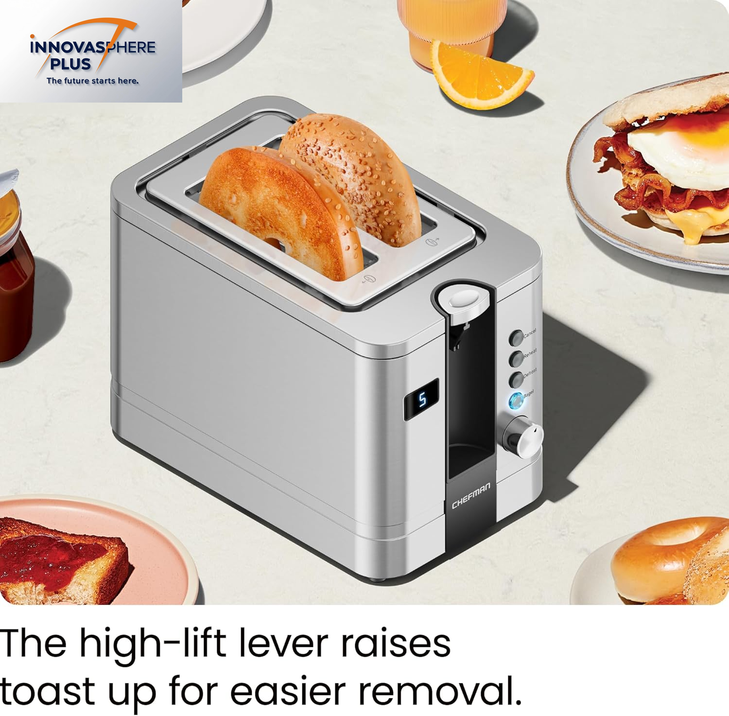 2-Slice Digital Toaster, Pop-Up, Stainless Steel, Extra-Wide Slots for Bagels, Defrost, Reheat, Cancel Functions, Removable Crumb Tray, Stainless Steel - Digital