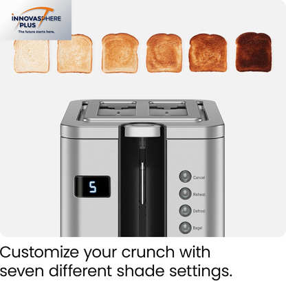 2-Slice Digital Toaster, Pop-Up, Stainless Steel, Extra-Wide Slots for Bagels, Defrost, Reheat, Cancel Functions, Removable Crumb Tray, Stainless Steel - Digital